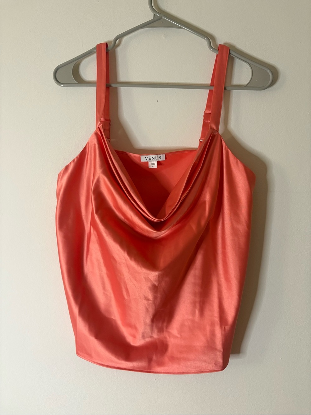 VENUS Coral Satin Cowl-Neck Camisole